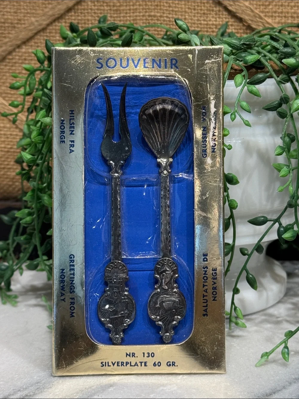 Vintage Norwegian Souvenir Fork and Spoon